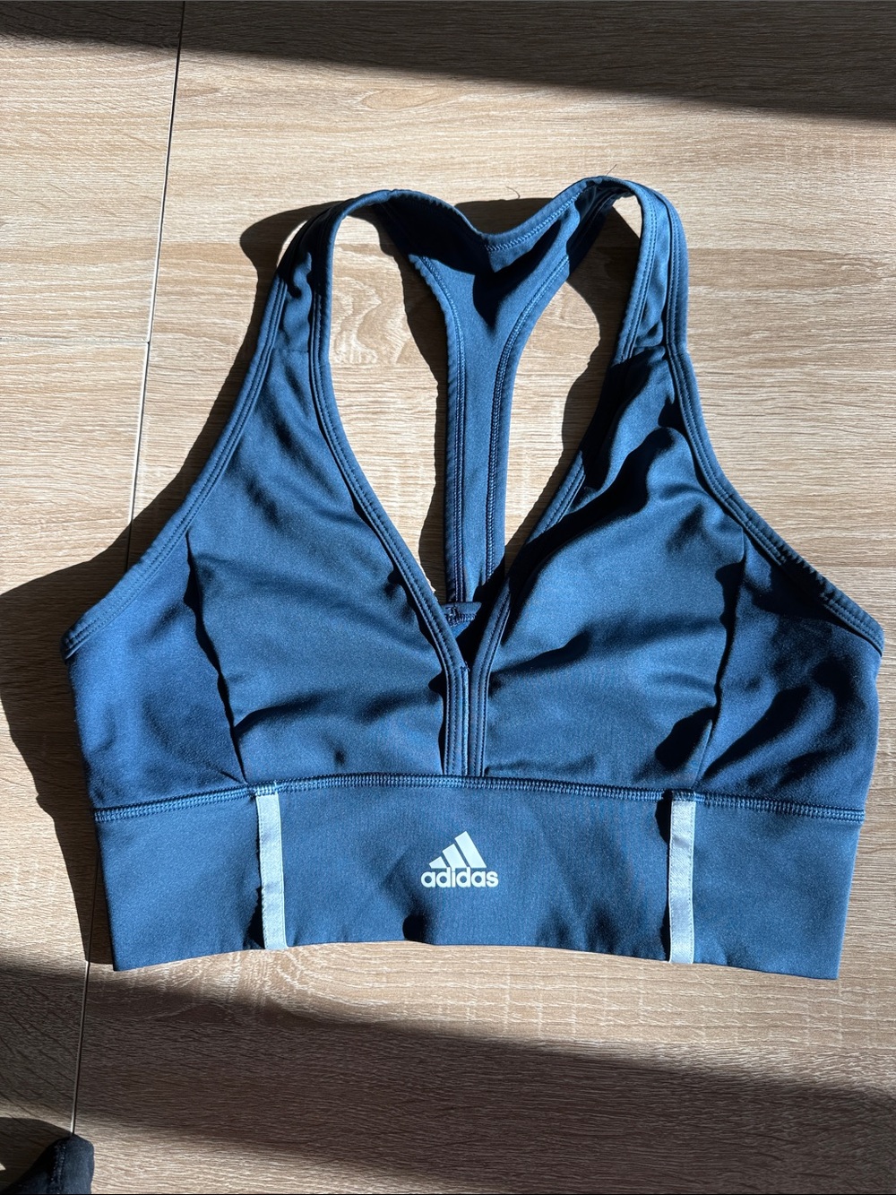adidas Dark Blue Racerback V-Neck Sports Bra